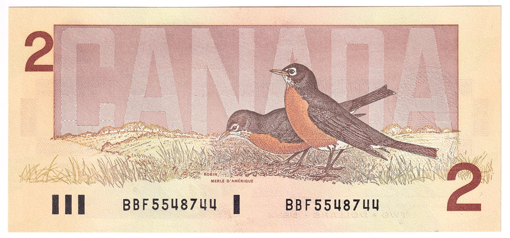 BC-55b 1986 Canada $2 Thiessen-Crow, BBF, Choice Uncirculated (CUNC63)