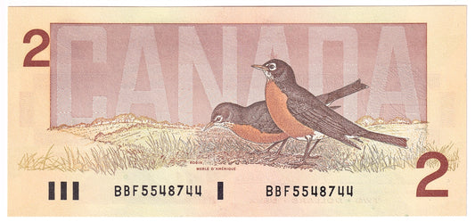BC-55b 1986 Canada $2 Thiessen-Crow, BBF, Choice Uncirculated (CUNC63)