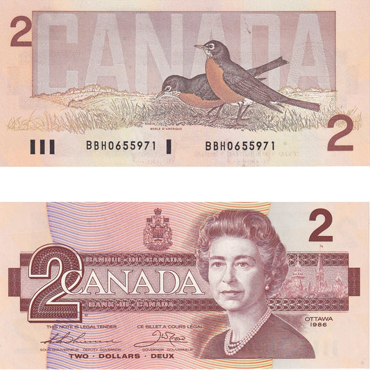 BC-55b 1986 Canada $2 Thiessen-Crow, BBH, Choice Uncirculated (CUNC63)