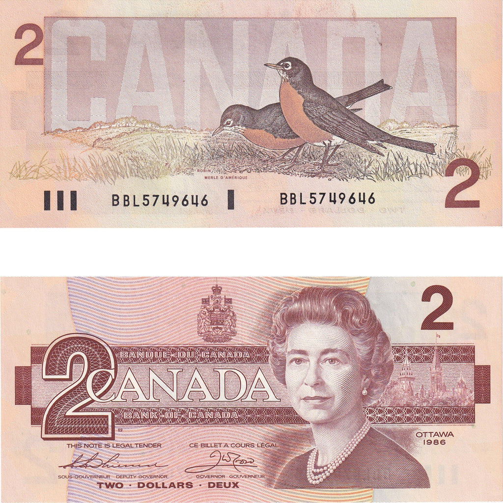 BC-55b 1986 Canada $2 Thiessen-Crow, BBL, Uncirculated (MS60)