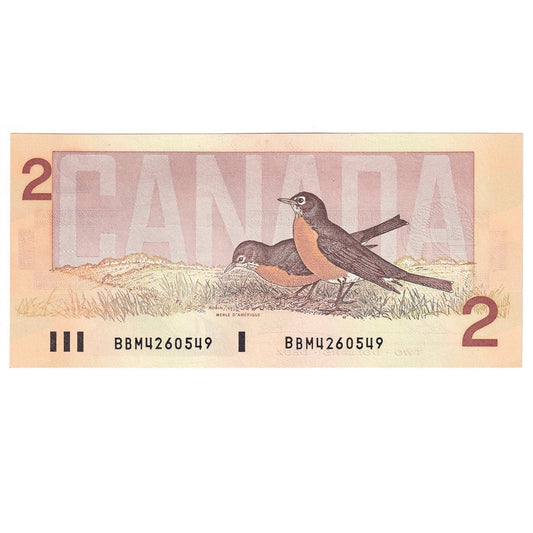 BC-55b 1986 Canada $2 Thiessen-Crow, BBM, Choice Uncirculated (CUNC63)