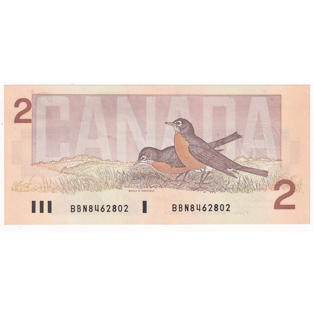 BC-55b 1986 Canada $2 Thiessen-Crow, BBN, AU-UNC (AU55)