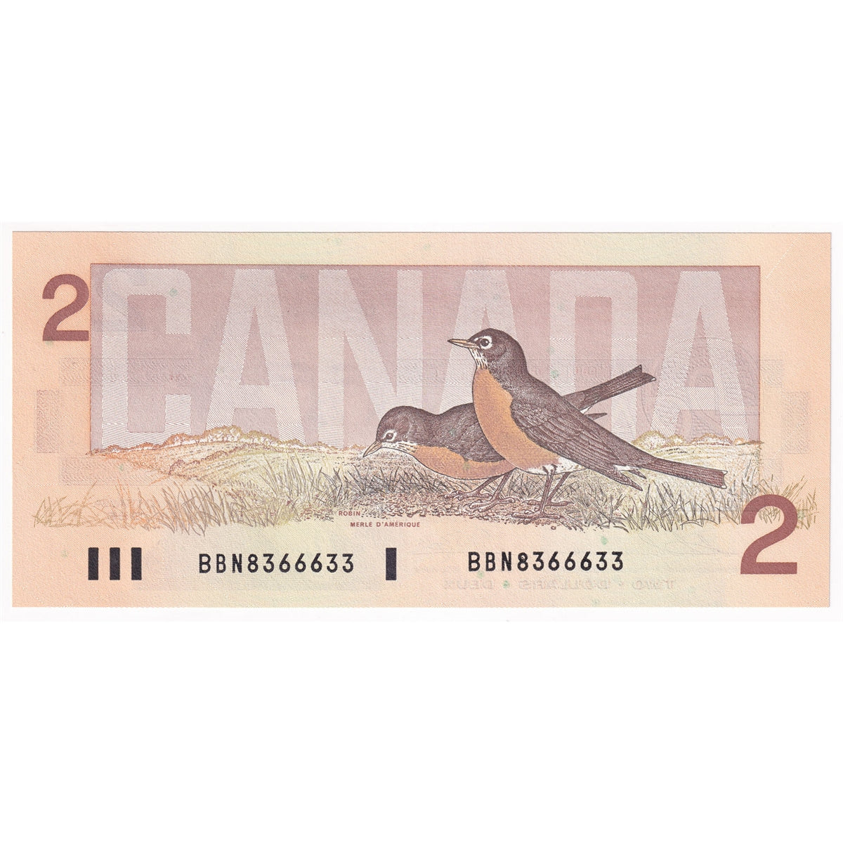 BC-55b 1986 Canada $2 Thiessen-Crow, BBN, Choice Uncirculated (CUNC63)