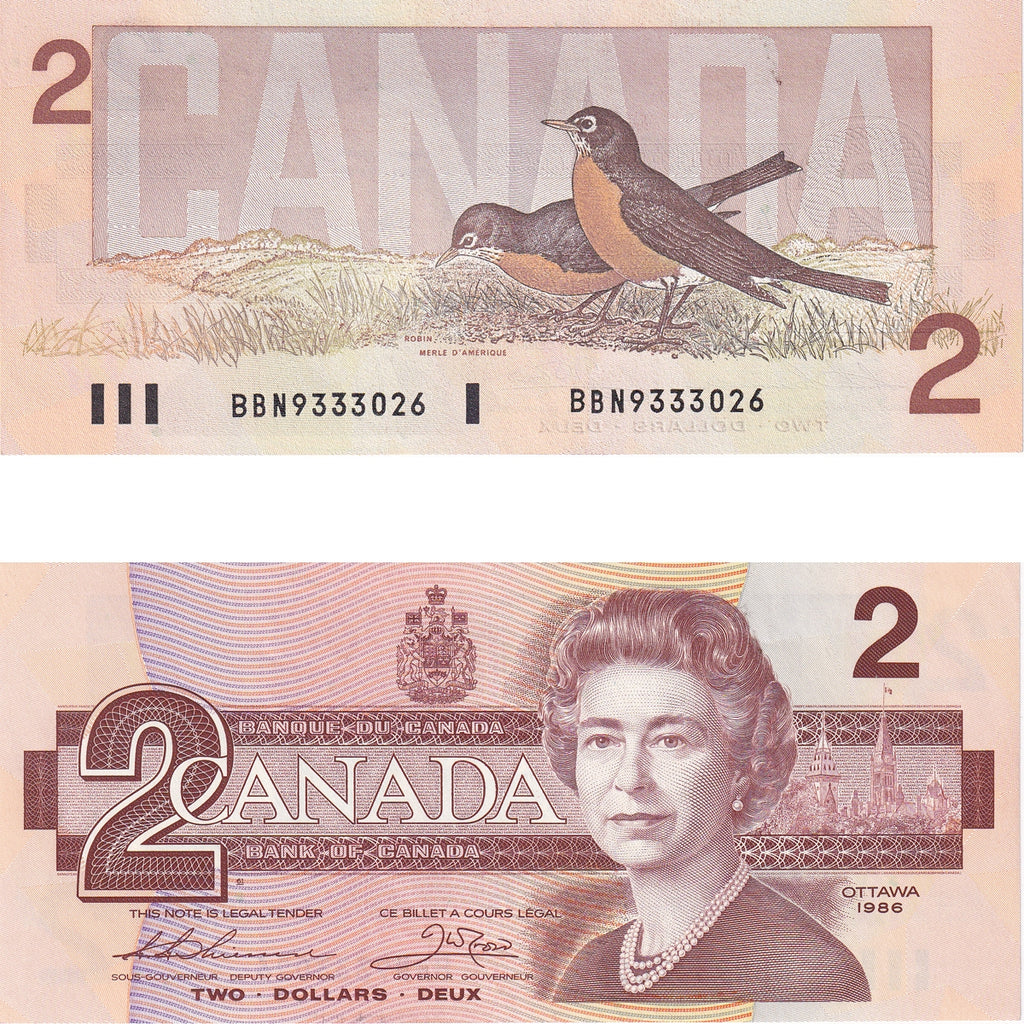 BC-55b 1986 Canada $2 Thiessen-Crow, BBN, Uncirculated (MS60)