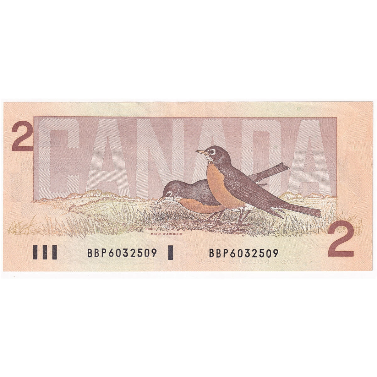 BC-55b 1986 Canada $2 Thiessen-Crow, BBP Small B's, Almost Uncirculated (AU50)