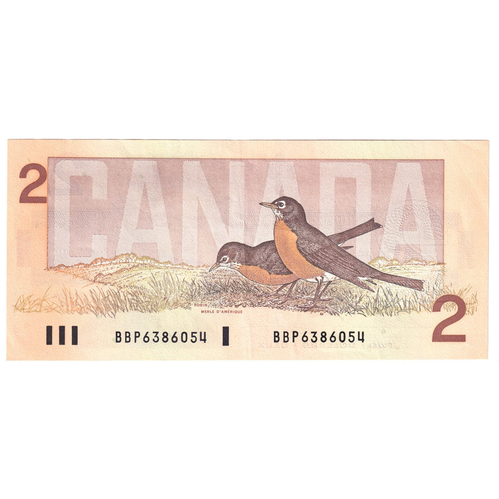 BC-55b 1986 Canada $2 Thiessen-Crow, BBP Small B's, Extra Fine (EF40)