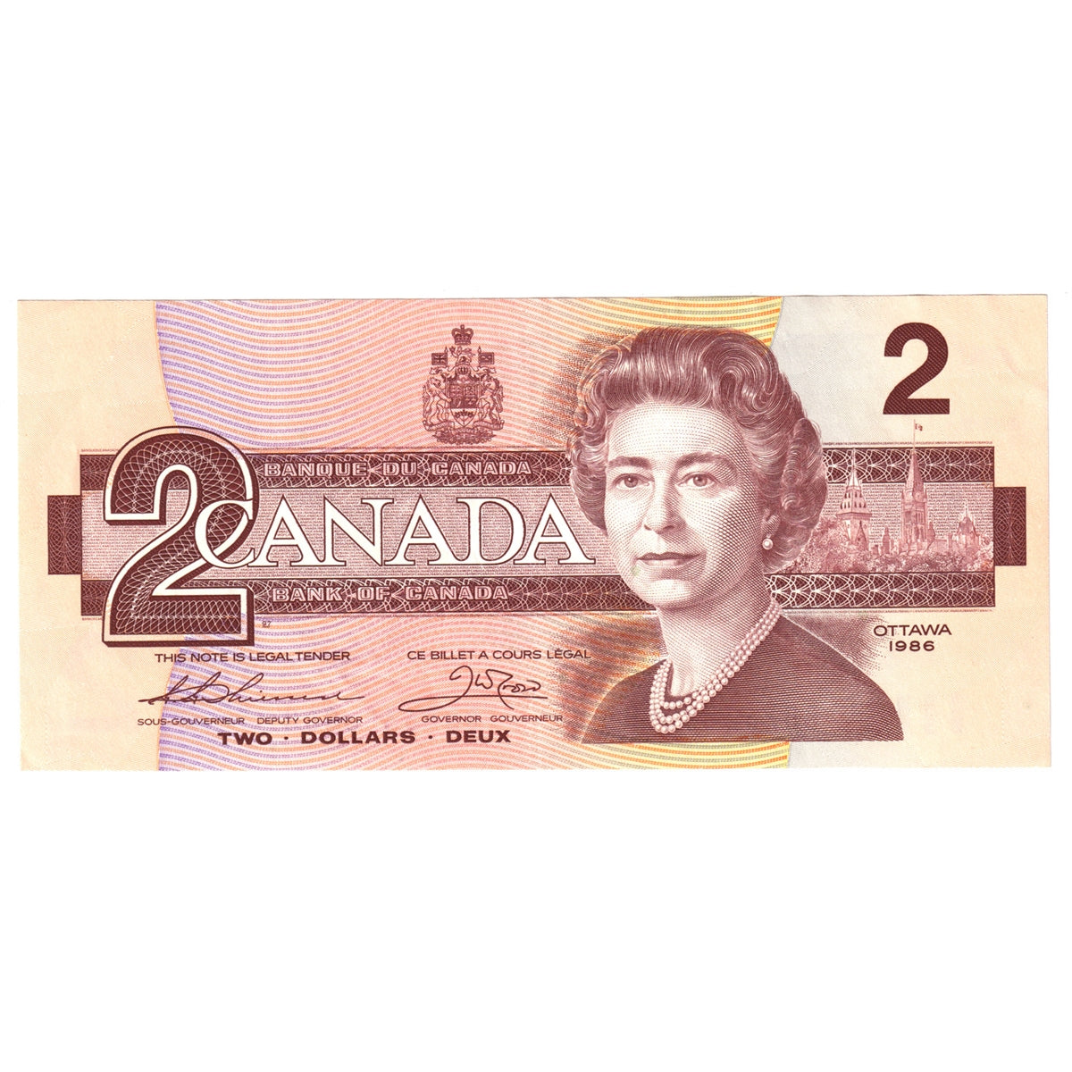 BC-55b 1986 Canada $2 Thiessen-Crow, BBP Small B's, Extra Fine (EF40)