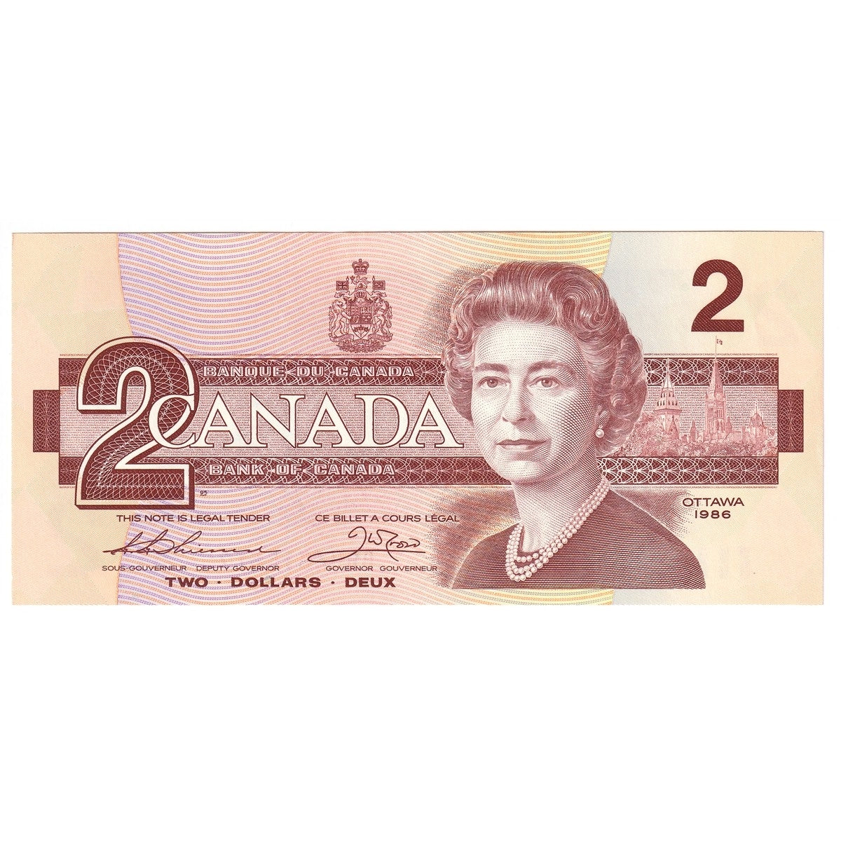 BC-55b 1986 Canada $2 Thiessen-Crow, BBR, Uncirculated (MS60)