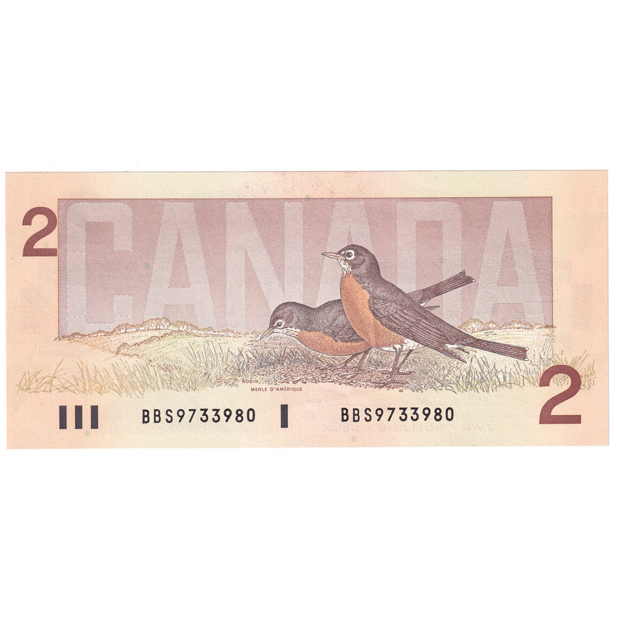 BC-55b 1986 Canada $2 Thiessen-Crow, BBS, Almost Uncirculated (AU50)