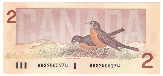 BC-55b 1986 Canada $2 Thiessen-Crow, BBS, Uncirculated (UNC60)