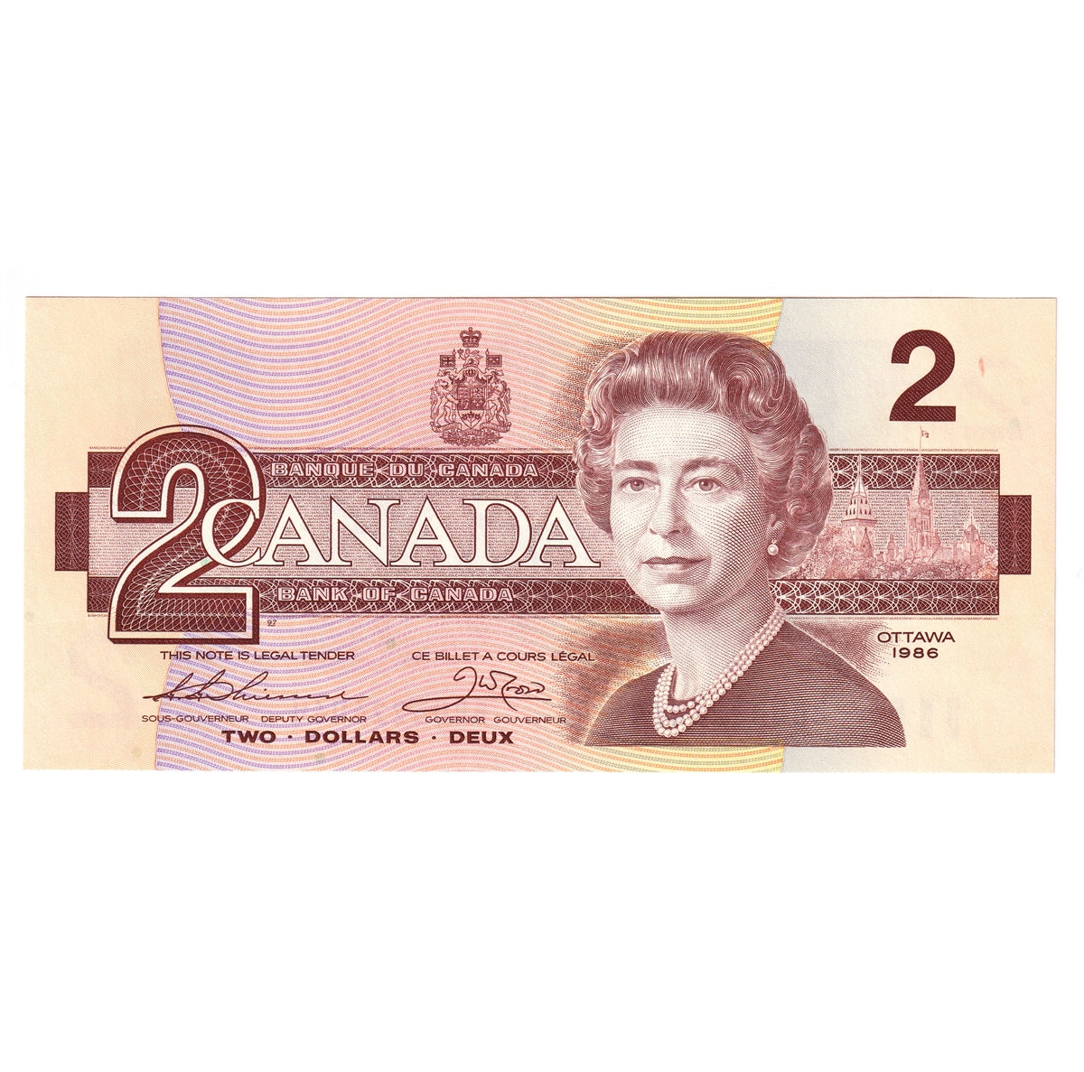 BC-55b 1986 Canada $2 Thiessen-Crow, BBU, Choice Uncirculated (CUNC63)