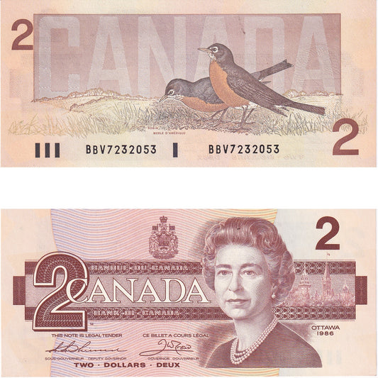BC-55b 1986 Canada $2 Thiessen-Crow, BBV, Uncirculated (UNC60)
