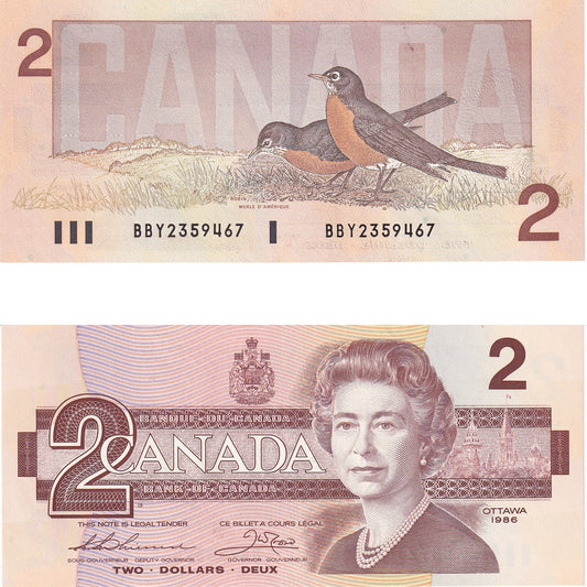 BC-55b 1986 Canada $2 Thiessen-Crow, BBY, Choice Uncirculated (CUNC63)
