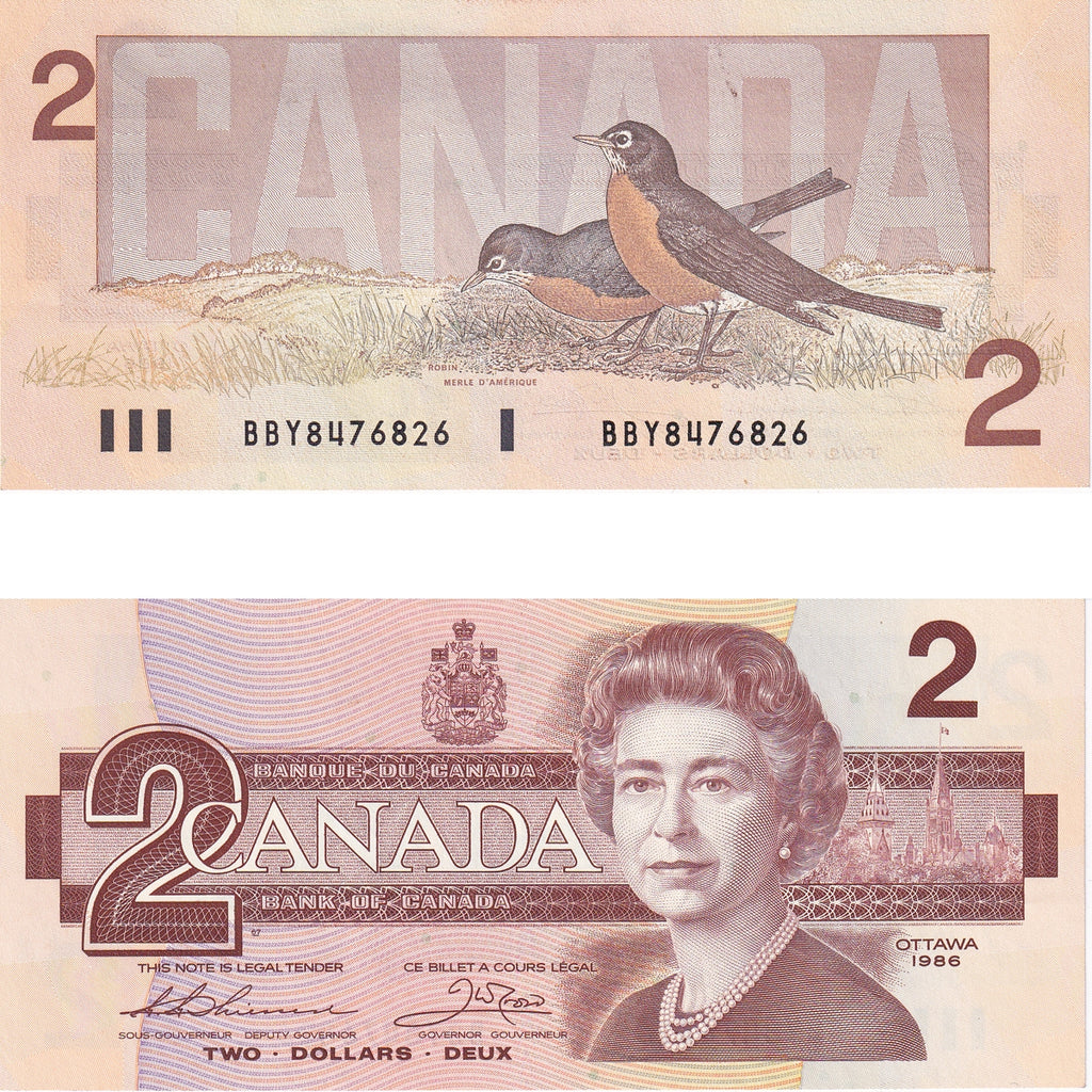 BC-55b 1986 Canada $2 Thiessen-Crow, BBY, Uncirculated (MS60)