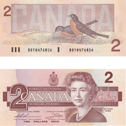 BC-55b 1986 Canada $2 Thiessen-Crow, BBY, Uncirculated (UNC60)