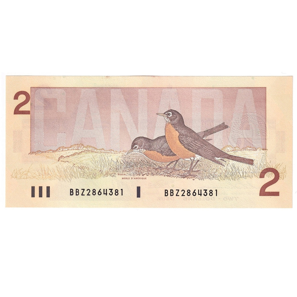 BC-55b 1986 Canada $2 Thiessen-Crow, BBZ, Uncirculated (MS60)