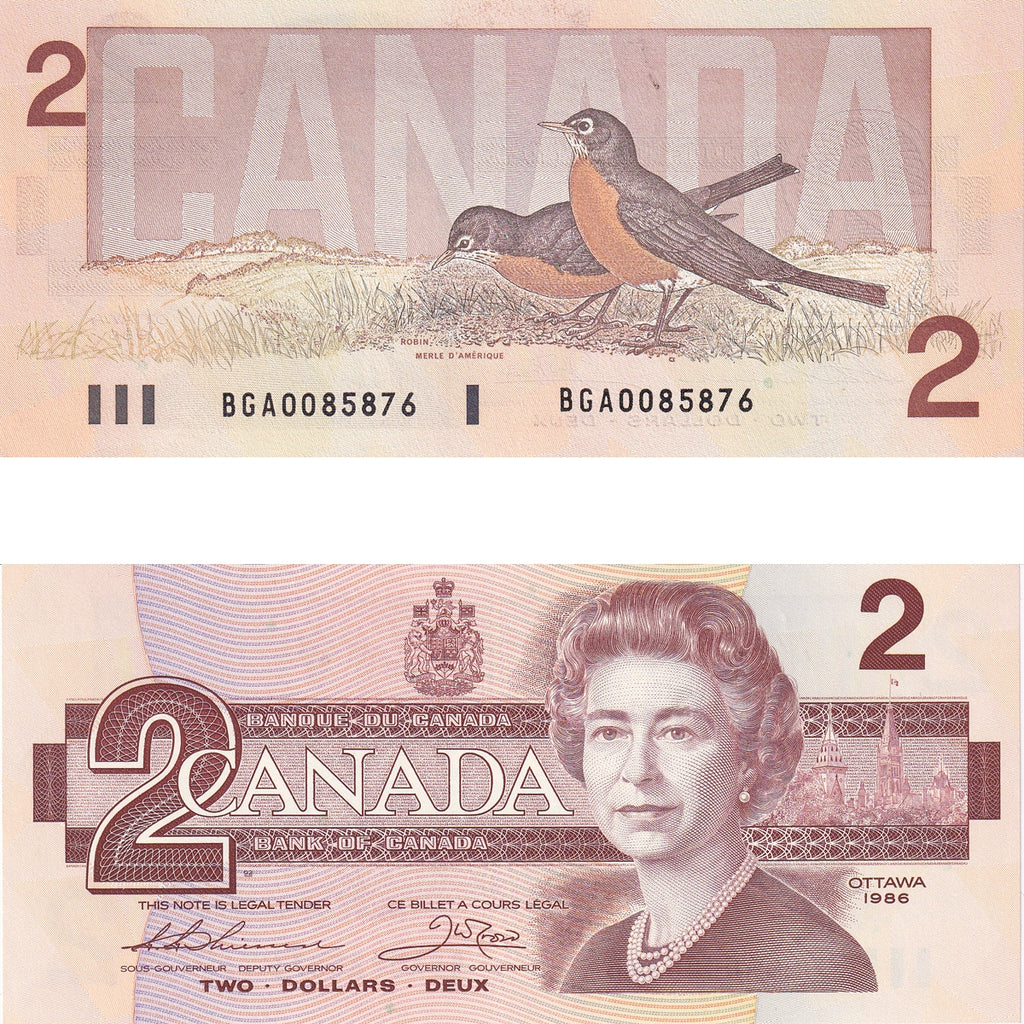 BC-55b 1986 Canada $2 Thiessen-Crow, BGA, Uncirculated (MS60)