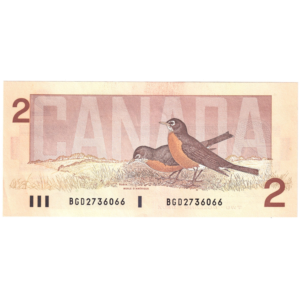 BC-55b 1986 Canada $2 Thiessen-Crow, BGD, AU-UNC (AU55)