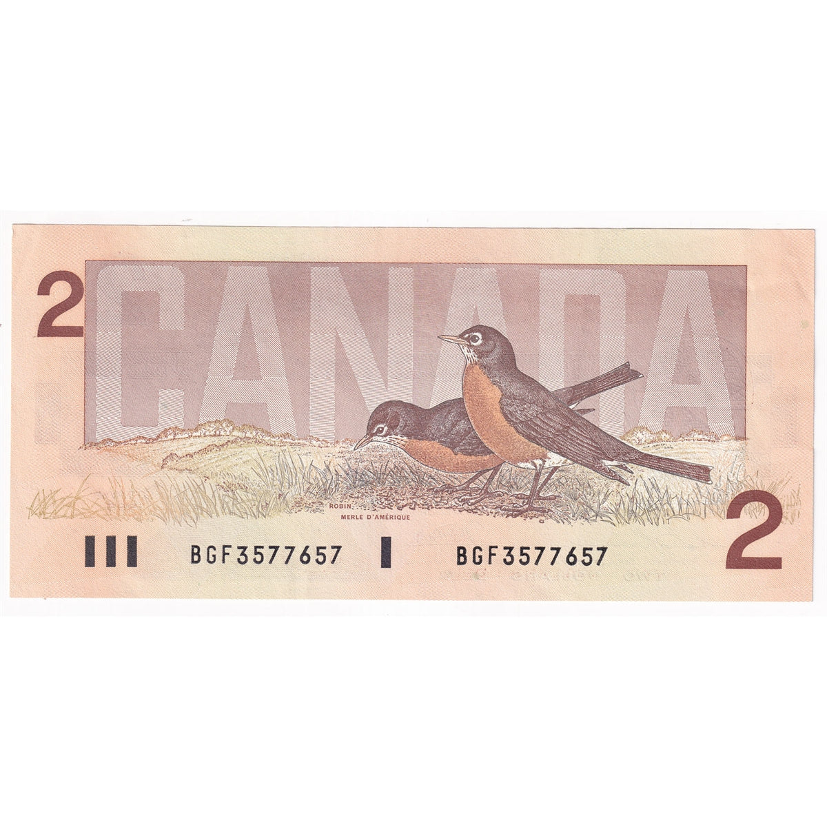 BC-55b 1986 Canada $2 Thiessen-Crow, BGF, Almost Uncirculated (AU50)