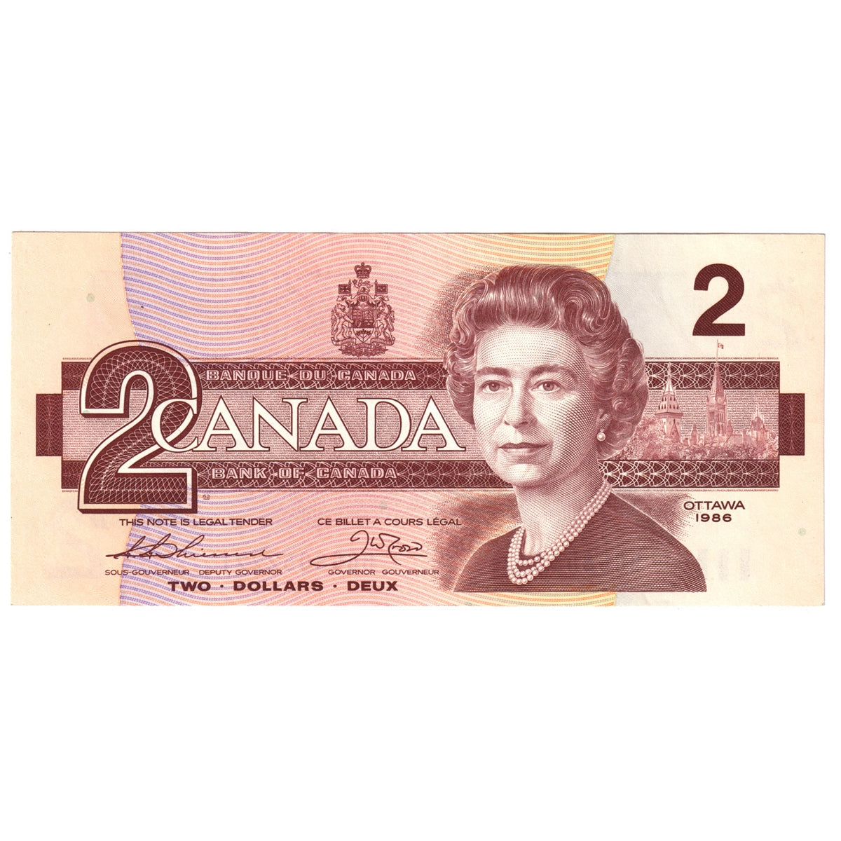 BC-55b 1986 Canada $2 Thiessen-Crow, BGG, AU-UNC (AU55)