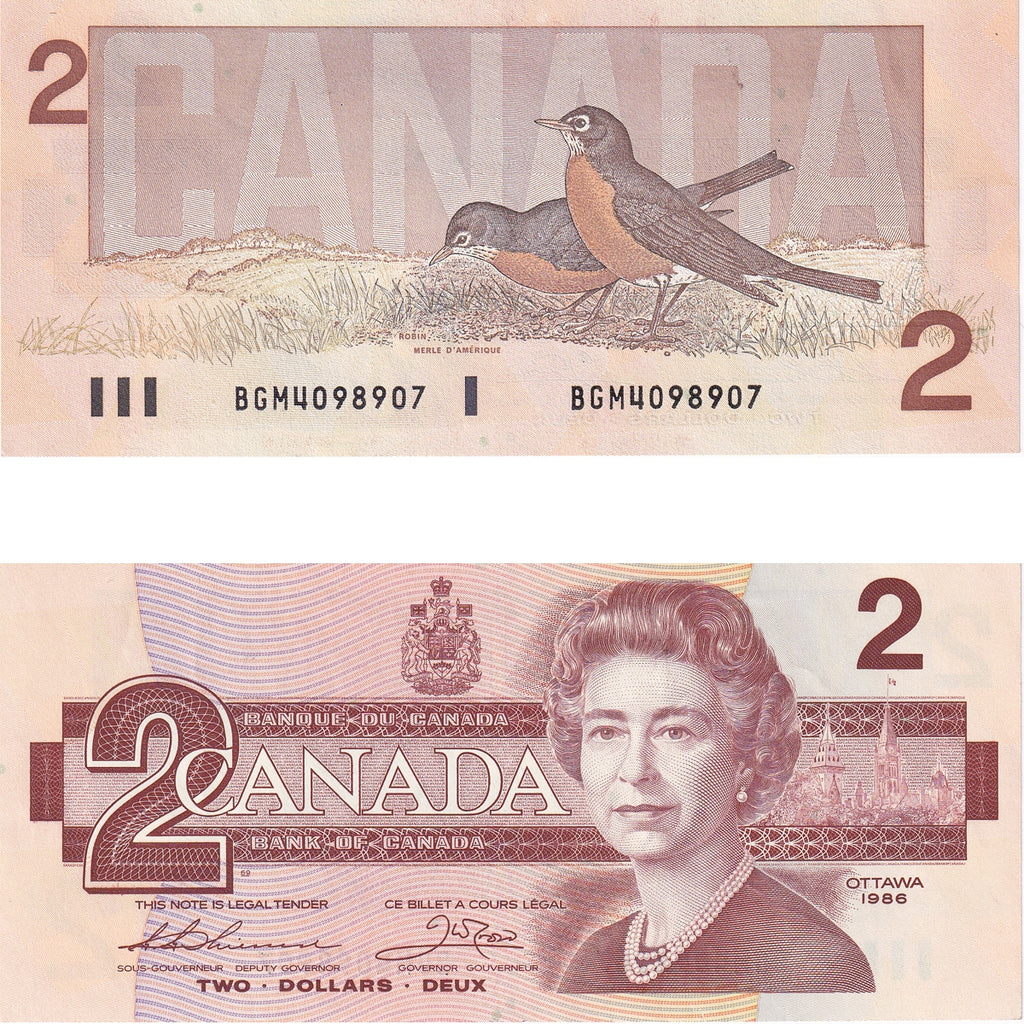 BC-55b 1986 Canada $2 Thiessen-Crow, BGM, Uncirculated (MS60)