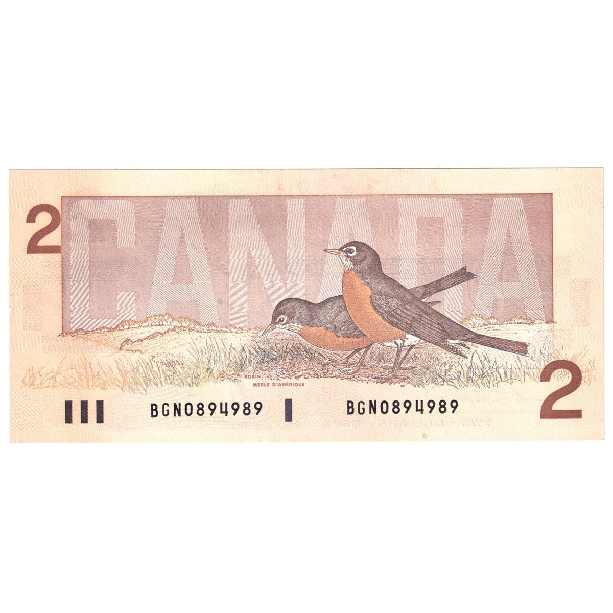 BC-55b 1986 Canada $2 Thiessen-Crow, BGN, AU-UNC (AU55)