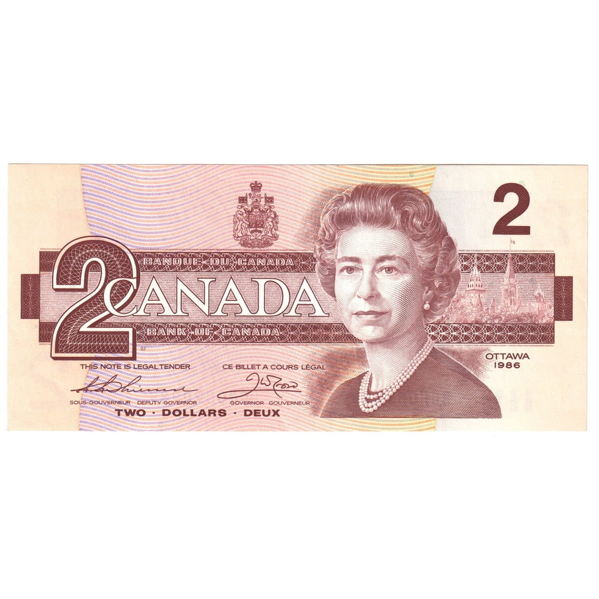 BC-55b 1986 Canada $2 Thiessen-Crow, BGN, AU-UNC (AU55)