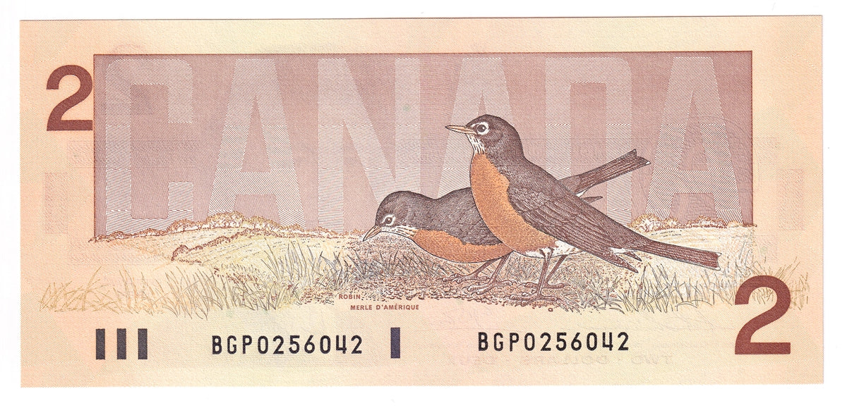 BC-55b 1986 Canada $2 Thiessen-Crow, BGP, Choice Uncirculated (CUNC63)
