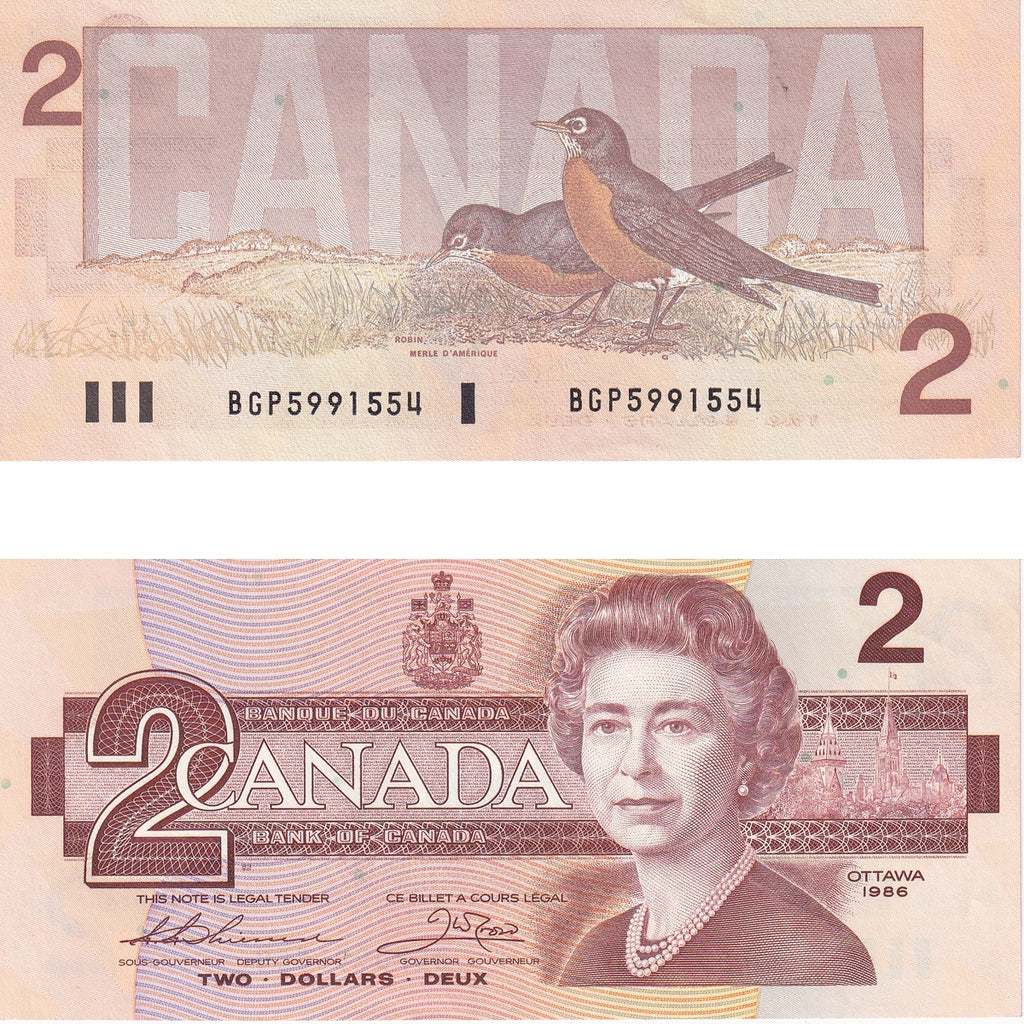 BC-55b 1986 Canada $2 Thiessen-Crow, BGP, Uncirculated (MS60)