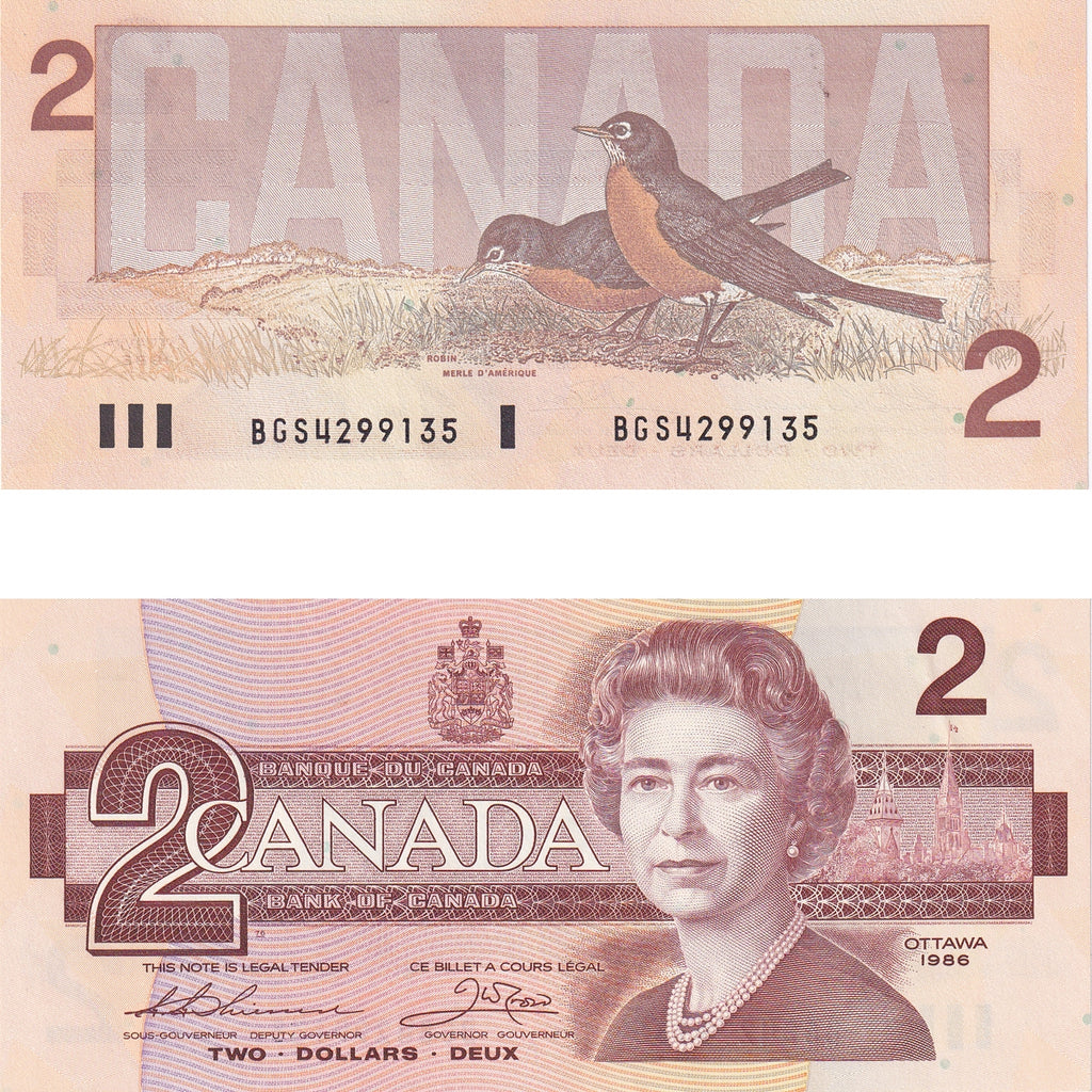 BC-55b 1986 Canada $2 Thiessen-Crow, BGS, Uncirculated (MS60)