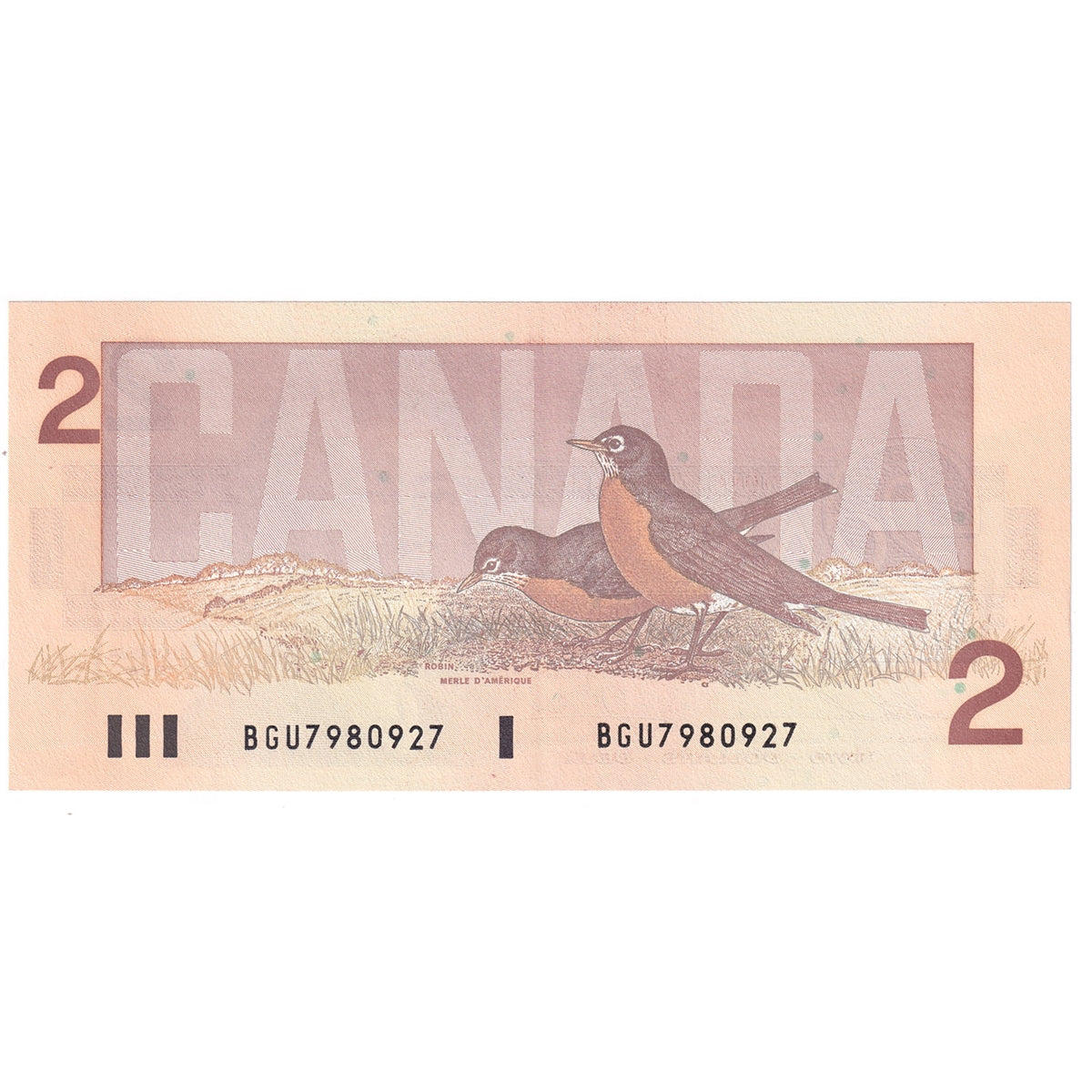 BC-55b 1986 Canada $2 Thiessen-Crow, BGU, Almost Uncirculated (AU50)