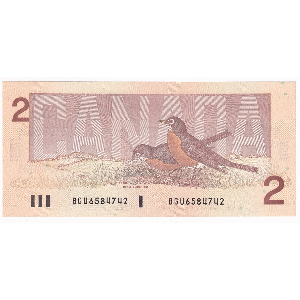 BC-55b 1986 Canada $2 Thiessen-Crow, BGU, Choice Uncirculated (CUNC63)