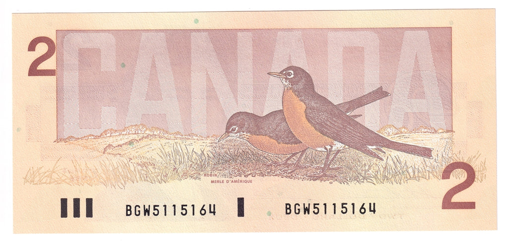 BC-55b 1986 Canada $2 Thiessen-Crow, BGW, Choice Uncirculated (CUNC63)