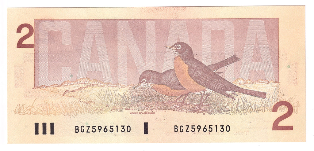 BC-55b 1986 Canada $2 Thiessen-Crow, BGZ, Choice Uncirculated (CUNC63)