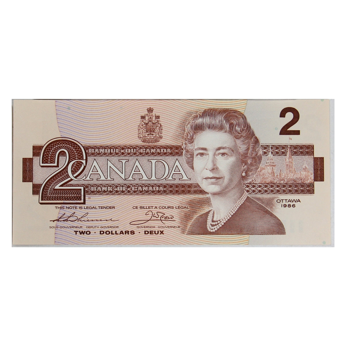 BC-55b 1986 Canada $2 Thiessen-Crow, BRB, Uncirculated (MS60)