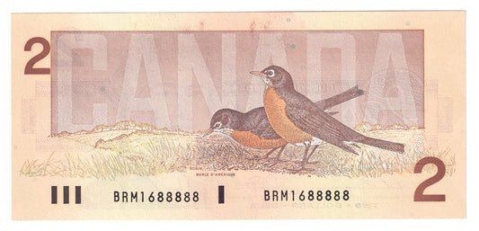 BC-55b 1986 Canada $2 Thiessen-Crow, BRM, Choice Uncirculated (CUNC63)