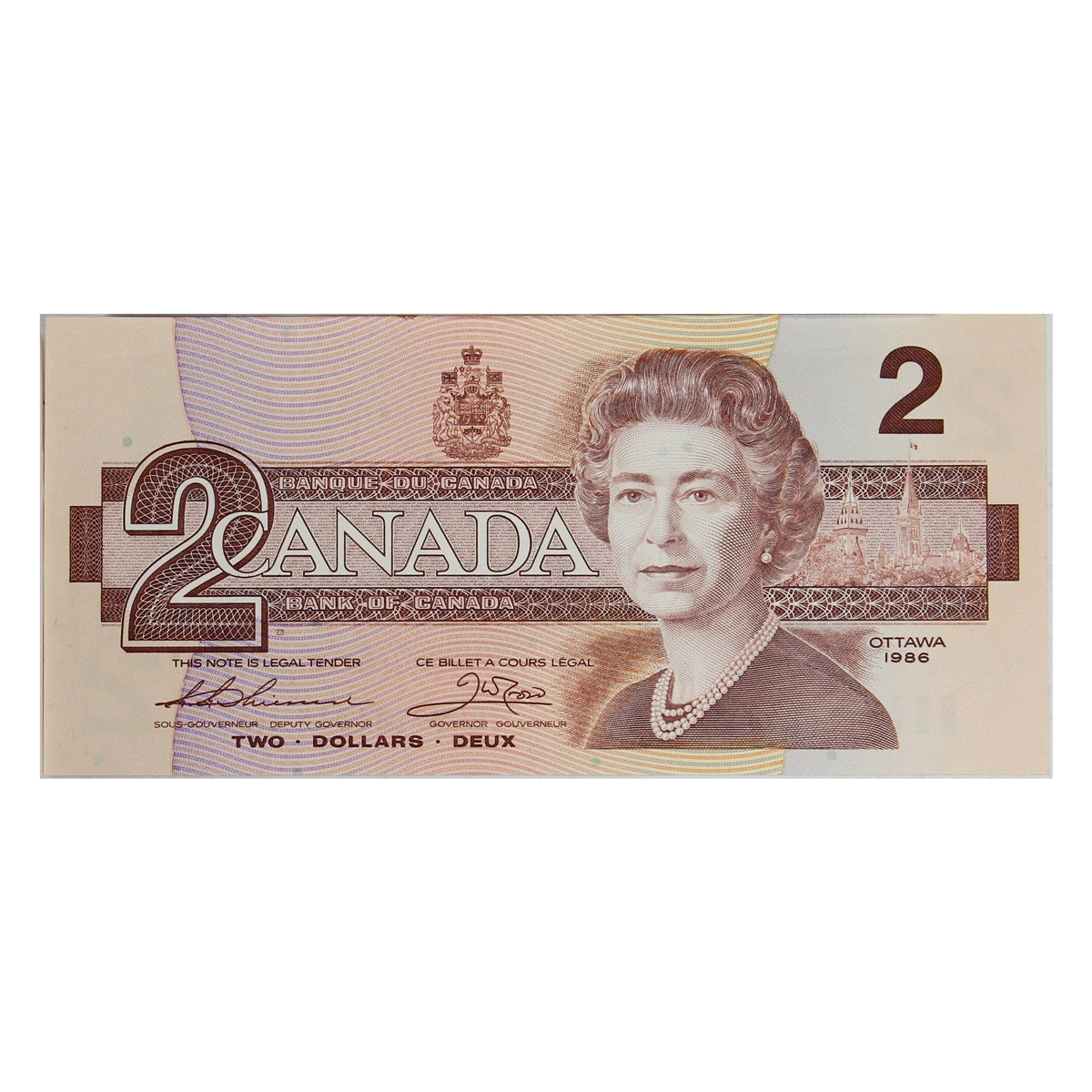BC-55b 1986 Canada $2 Thiessen-Crow, BRU, Uncirculated (MS60)