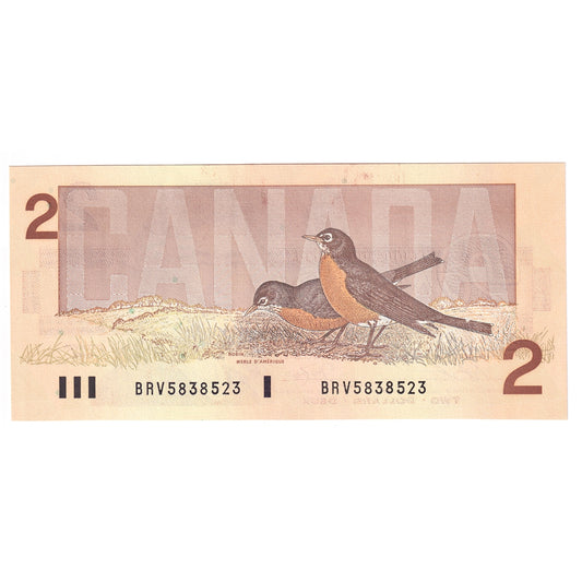 BC-55b 1986 Canada $2 Thiessen-Crow, BRV, Choice Uncirculated (CUNC63)