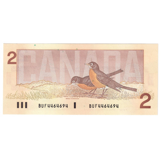 BC-55b 1986 Canada $2 Thiessen-Crow, BUF, Choice Uncirculated (CUNC63)