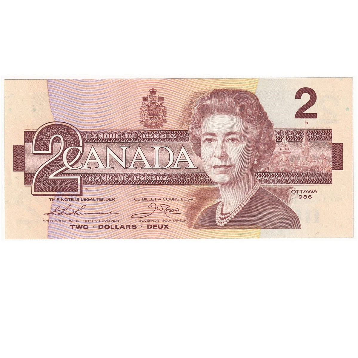 BC-55b 1986 Canada $2 Thiessen-Crow, CBD, Choice Uncirculated (CUNC63)