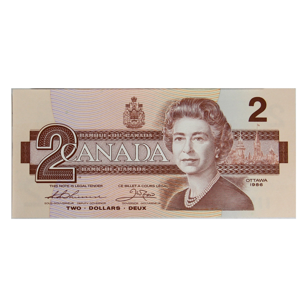 BC-55bA 1986 Canada $2 Thiessen-Crow, ARX Above 1.4M, AU-UNC (AU55)