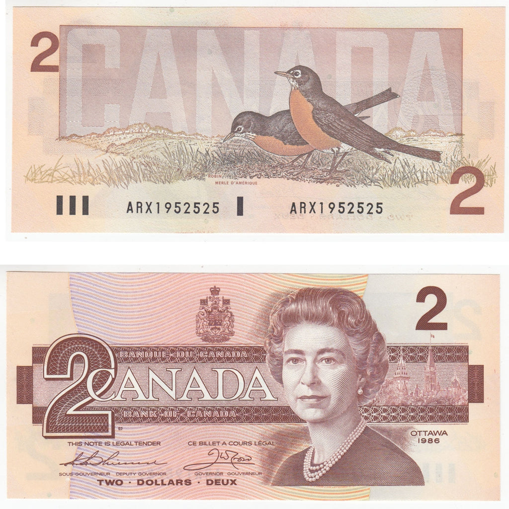 BC-55bA 1986 Canada $2 Thiessen-Crow, ARX, above 1.4M, Uncirculated (MS60)
