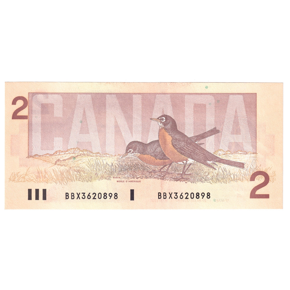 BC-55bA 1986 Canada $2 Thiessen-Crow, Small BBX, Almost Uncirculated (AU50)