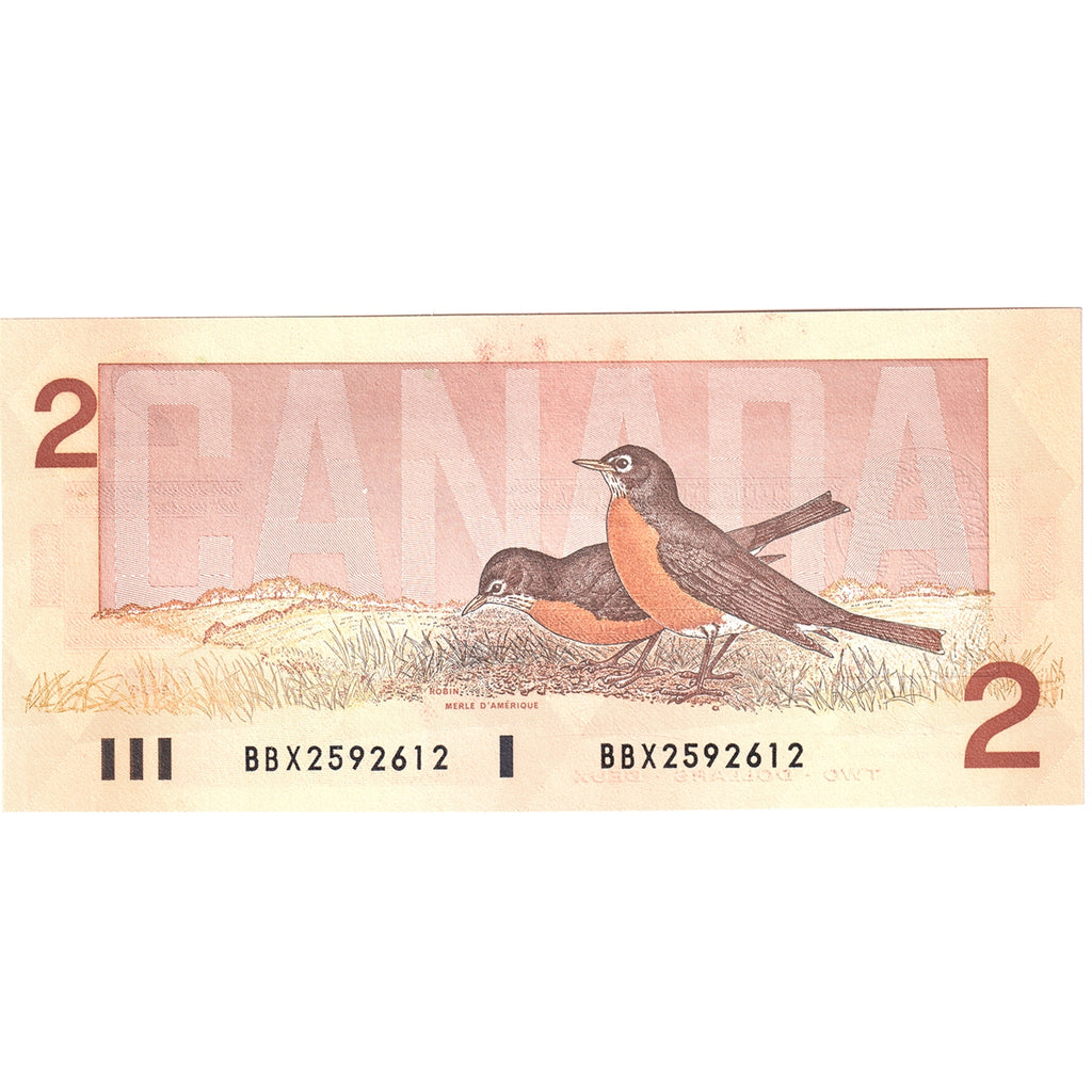 BC-55bA 1986 Canada $2 Thiessen-Crow, Small BBX, AU-UNC (AU55)