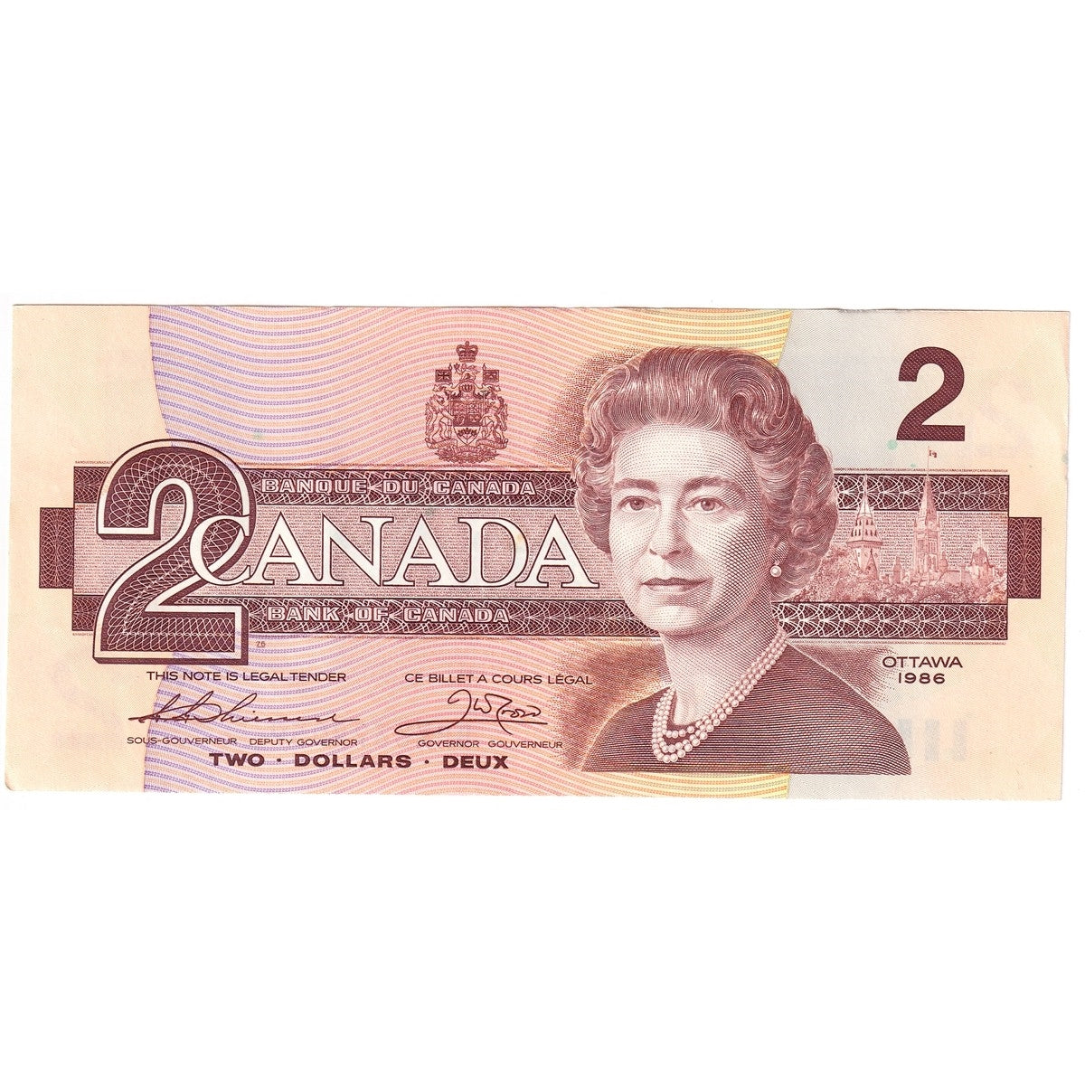 BC-55bA 1986 Canada $2 Thiessen-Crow, BRX, AU-UNC (AU55)