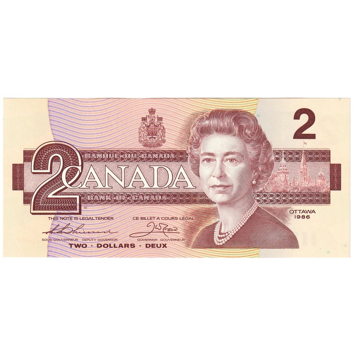 BC-55bA 1986 Canada $2 Thiessen-Crow, BRX, Choice Uncirculated (CUNC63)