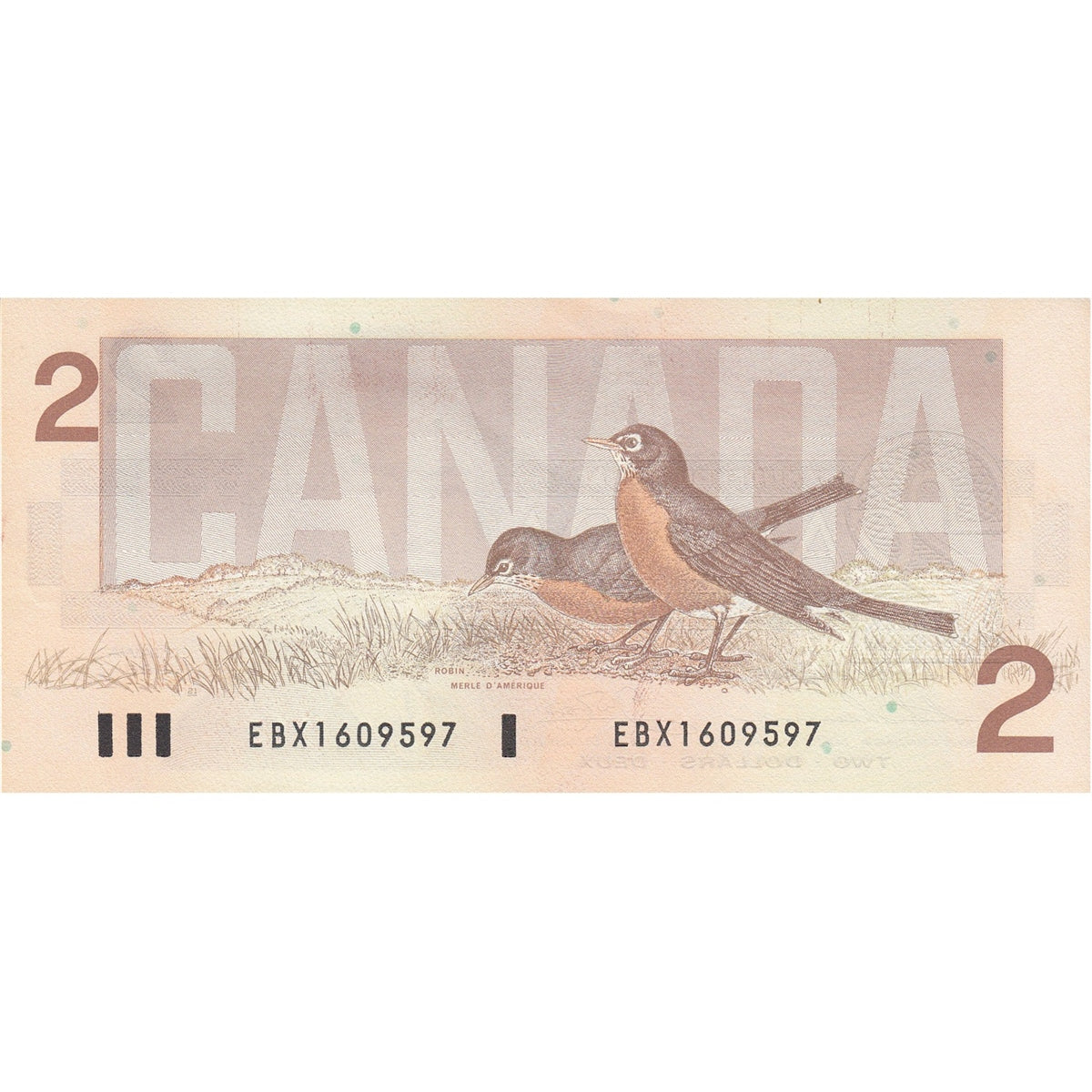 BC-55bA-i 1986 Canada $2 Thiessen-Crow, EBX, Almost Uncirculated (AU50)