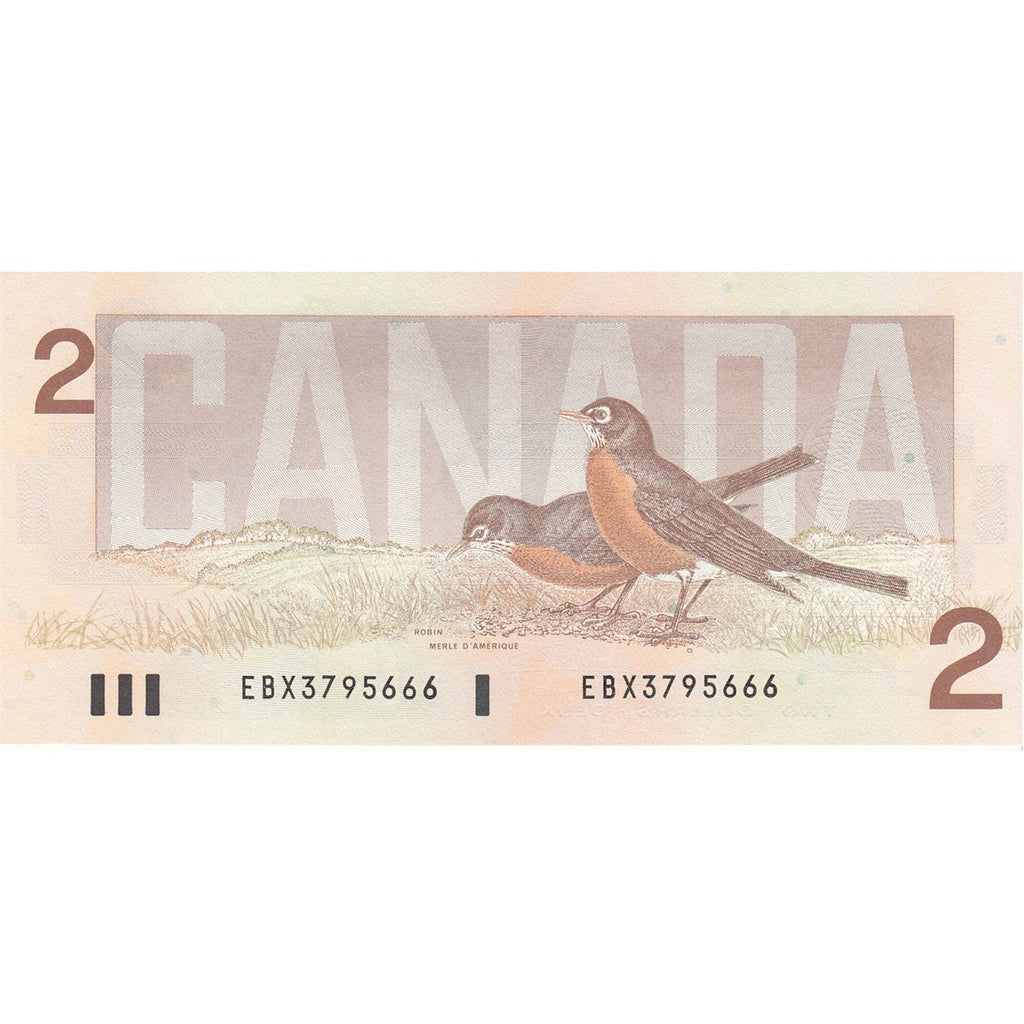 BC-55BA-i 1986 Canada $2 Thiessen-Crow, EBX, AU-UNC (AU55)