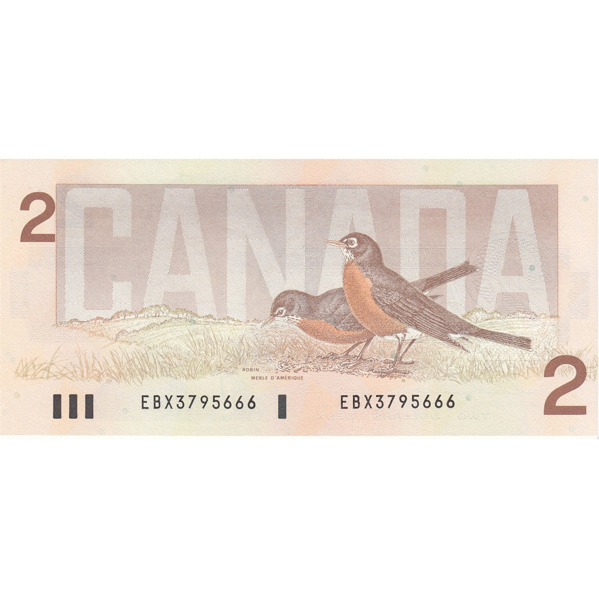 BC-55BA-i 1986 Canada $2 Thiessen-Crow, EBX, AU-UNC (AU55)