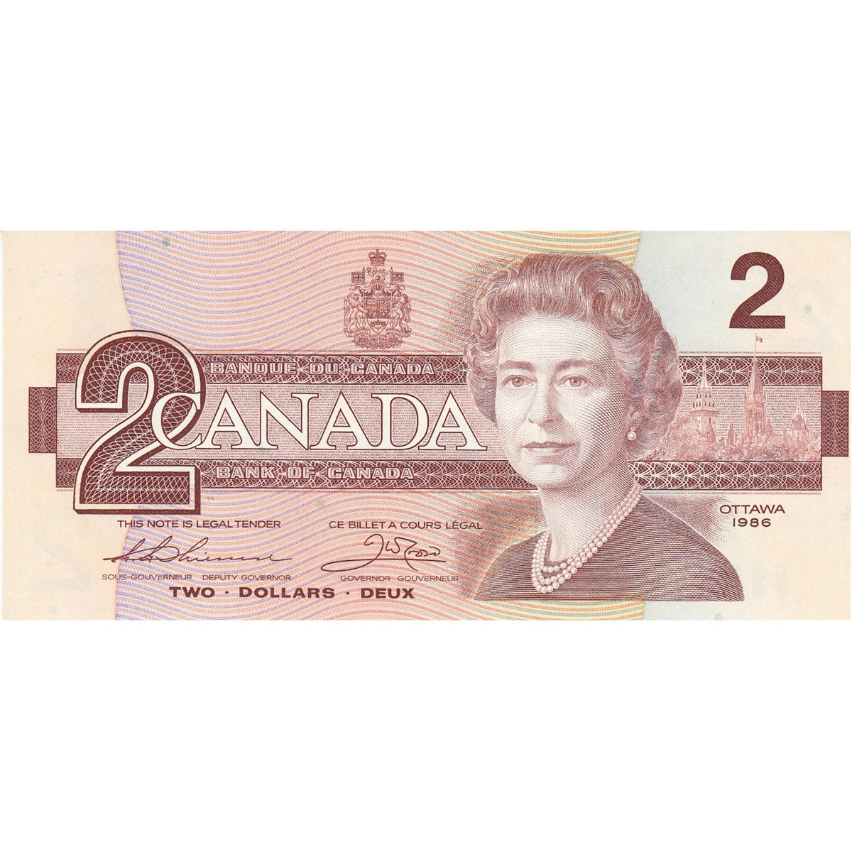 BC-55BA-i 1986 Canada $2 Thiessen-Crow, EBX, AU-UNC (AU55)